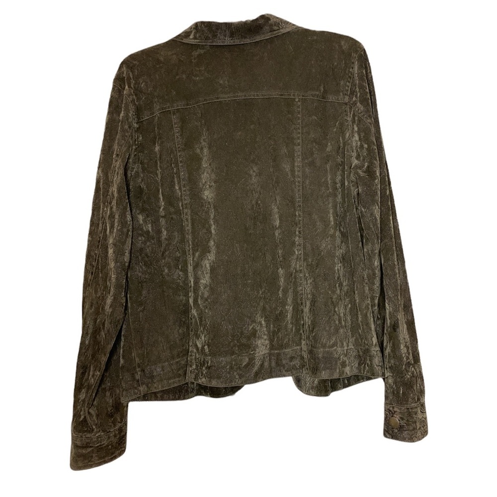 Bamboo Traders Olive Green Button Up Velveteen Blazer Jacket Size L - Picture 2 of 4